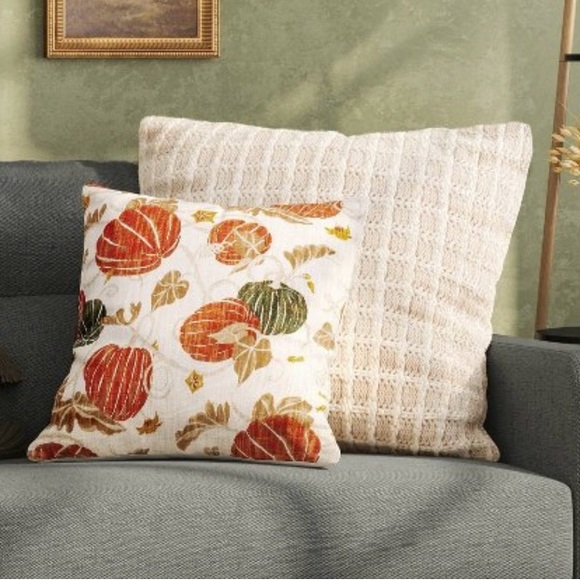 Threshold printed pumpkin square throw pillow - Picture 3 of 8